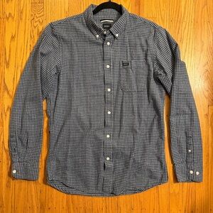 RVCA Navy Checkered Men's Slim Fit Flannel Button Down Shirt